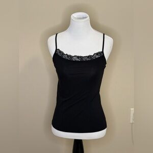 Ann Taylor Black Lace-Trim Camisole